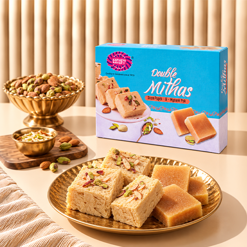 Double Mithas Soan Papdi and Mysore Pak